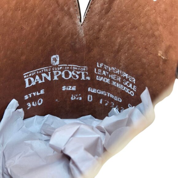 Dan Post Cowboy Boots Mens Exotic Eel Leather Brown Two Tone 8.5 D Never Worn - Picture 11 of 16